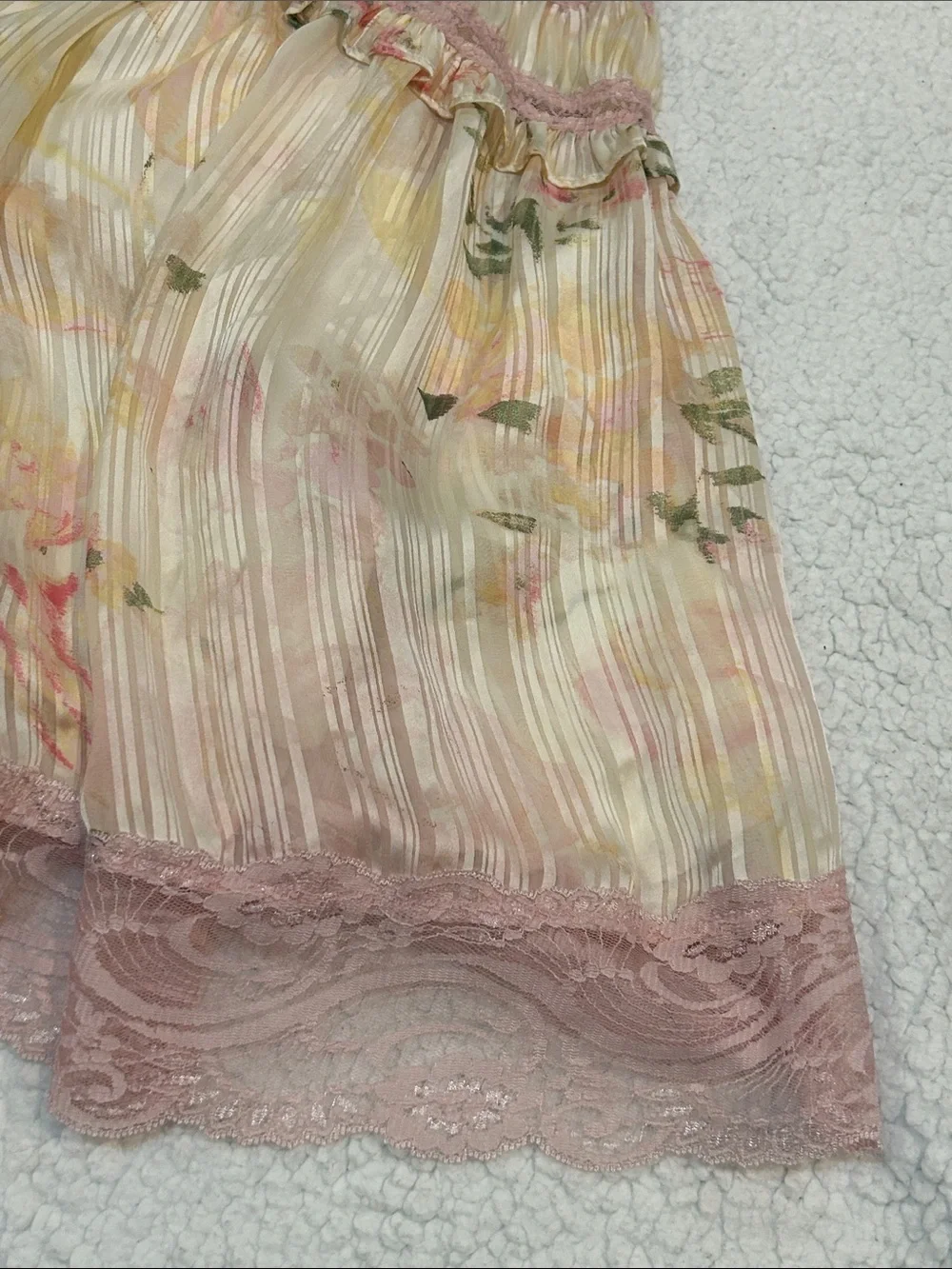 Free People Spring Fling Mini Dress in Tea Combo sz Small Yellow Pink Lace - Picture 11 of 16